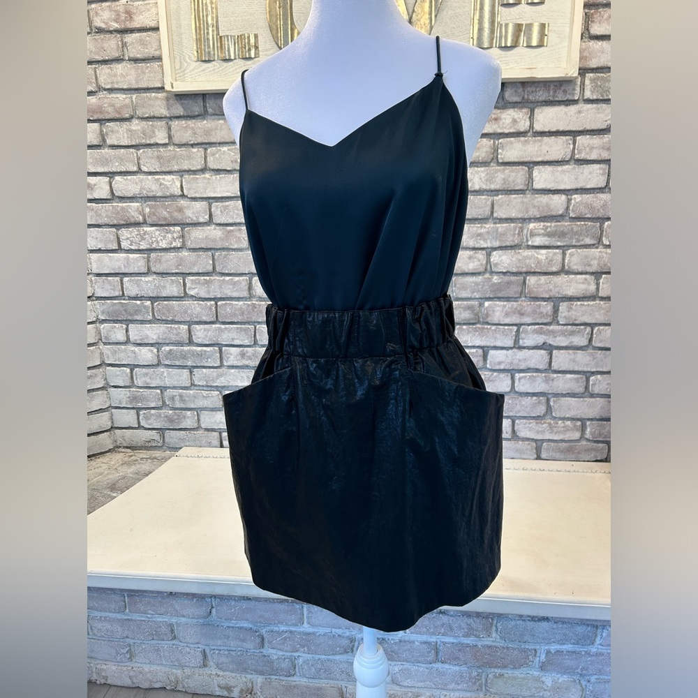 Zara black faux leather mini skirt